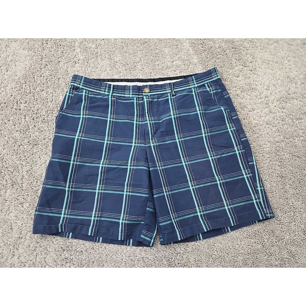 Greg Norman for Tasso Elba Shorts Mens 42 Blue Plaid Inseam: 10" Performance